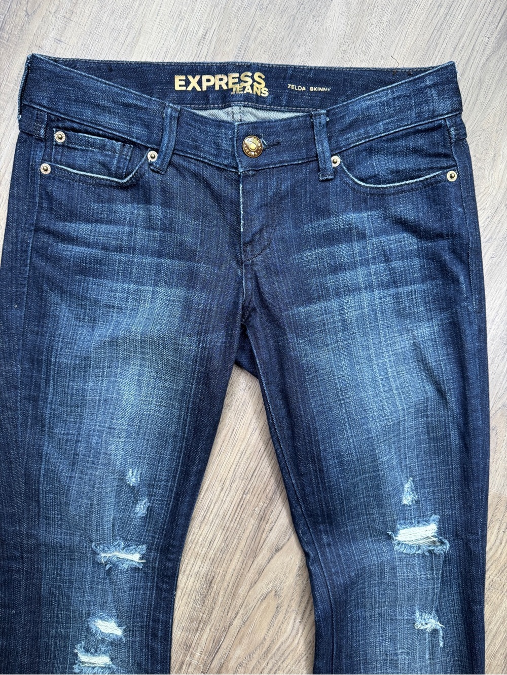 Express Women's Zelda Skinny Dark Wash Low-Rise Jeans - Size 2 Regular - Picture 5 of 12